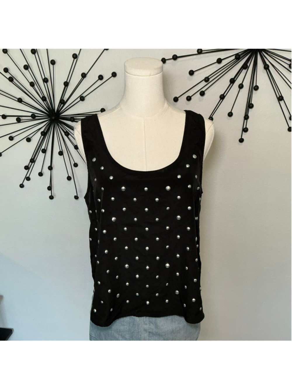Forever 21 Studded Black Tank Top Size Medium